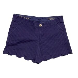 Lilly Pulitzer The Buttercup Navy Scalloped Hem Shorts‎ 5” Summer Preppy Chick 0